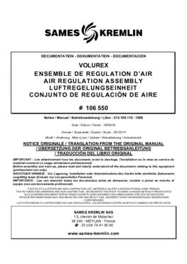 Volurex Ensemble de régulation d&#039;air | Manuel d&#039;utilisation