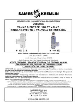 Volurex válvula de entrada | Manual de instrucciones