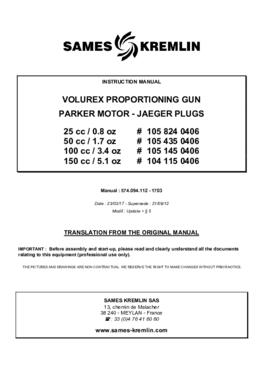 Volurex proportioning gun PARKER motor - JAEGER plugs | User manual