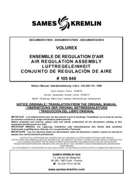 Volurex Ensemble de régulation d&#039;air | Manuel d&#039;utilisation