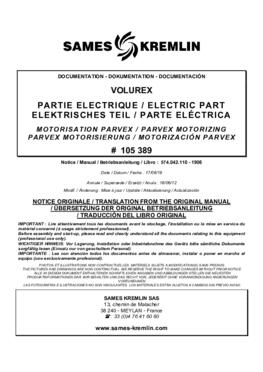Volurex Elektrisches Teil PARVEX Motorisierung | Betriebsanleitung