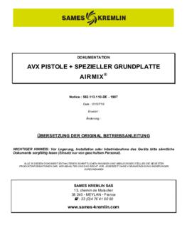 AVX Pistole + Spezielle Grundplatte Airmix | Betriebsanleitung