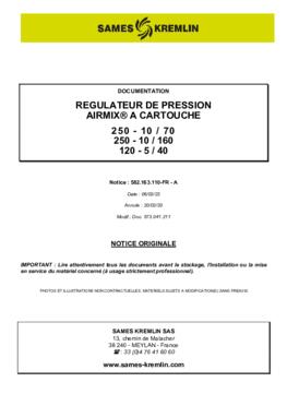 Régulateur de pression Airmix à cartouche | Manuel d&#039;utilisation