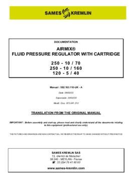 Airmix fluid pressure regulator with cartridge  | User manual