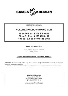 Volurex proportioning gun  | User manual